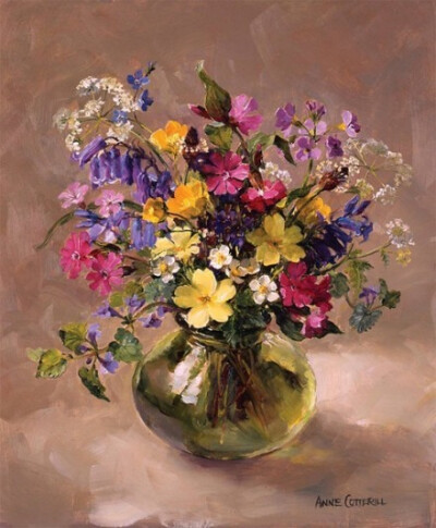 每一朵花，自有它盛开的季节。不急，不慌。静静等待。丨来自画家Anne Cotterill。