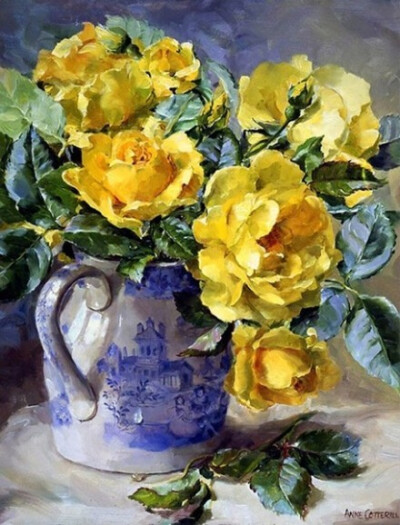 每一朵花，自有它盛开的季节。不急，不慌。静静等待。丨来自画家Anne Cotterill。