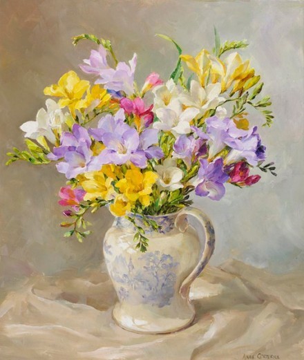 每一朵花，自有它盛开的季节。不急，不慌。静静等待。丨来自画家Anne Cotterill。