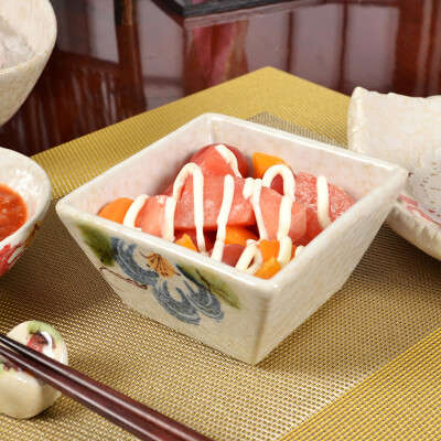 日式餐具沙拉碗日式碗泡菜碗四方盅小菜盅和风餐具四方碗