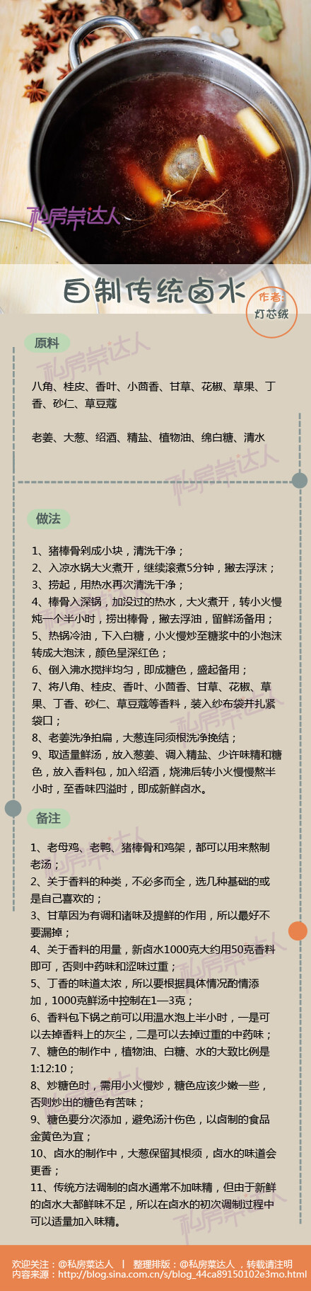 ○◎厨房秘籍◎○【正宗卤水的做法】夏天，许多人都喜欢吃卤味，但外面买的不仅不新鲜不卫生，而且夏天细菌容易滋生，吃坏了还容易拉肚子！所以，快快学习如何做正宗的“卤水”，在家自己做卤味！