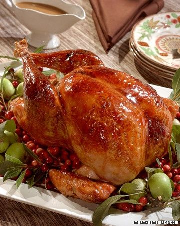 Cranberry-Glazed Turkey with Cranberry-Cornbread Stuffing – Martha Stewart Recipes #food