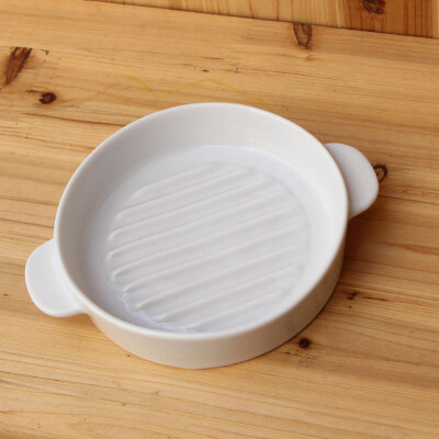 白色双耳陶瓷烤盘焗饭盘批萨盘蛋糕盘微波炉盘白瓷盘子耐高温