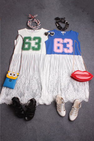 超美的连衣裙~运动风plus甜美蕾丝~好喜欢哟~