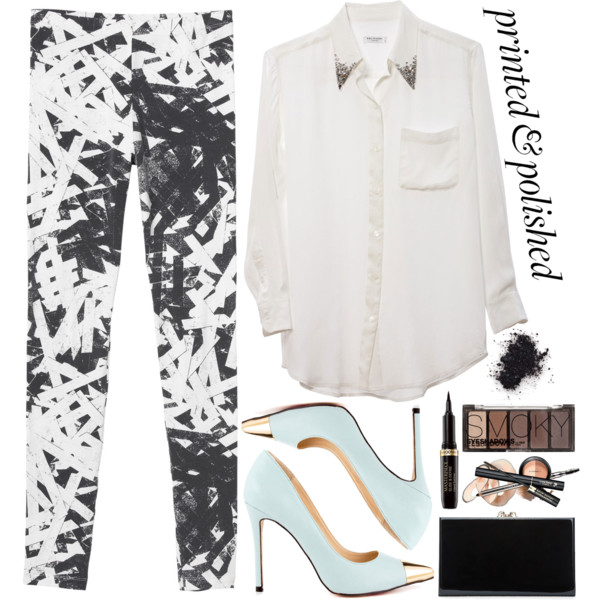 A fashion look from June 2013 featuring Equipment blouses, Monki leggings and Luichiny pumps. Browse and shop related looks.