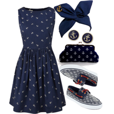 A fashion look from August 2013 featuring Louche dresses and Sperry Top-Sider flats. Browse and shop related looks.