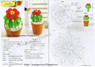 Amigurumi Cactus (3 different kinds of Cacti) - free crochet pattern and chart