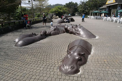 雕塑与旅途：世界最具创意雕像top25#6 河马  台北动物园