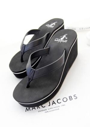 夏季夹脚拖坡跟鞋人字拖女厚底鞋松糕凉拖防滑沙滩鞋拖鞋潮