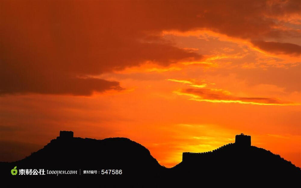 名胜古迹长城夜景摄影背景桌面壁纸图片素材