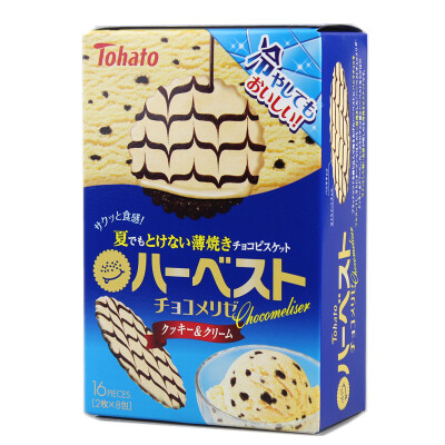 日本进口食品 桃哈多Tohato 冰淇淋巧克力奶油薄烧饼干84g 16枚入