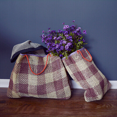 CERATO 淳朴手工编制纯亚麻收纳筐 多用途家居收纳 脏衣收纳袋