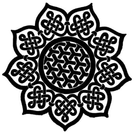 Celtic Knots 凱爾特結(jié) 圖案，這種繩結(jié)式的圖案出現(xiàn)在大概公元450年，象征著無限與永恒，常常被裝飾在墓地的十字架上。