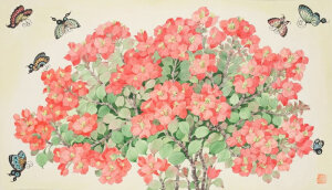 勒杜鹃与蝴蝶，40x69.5cm，纸本设色，2006