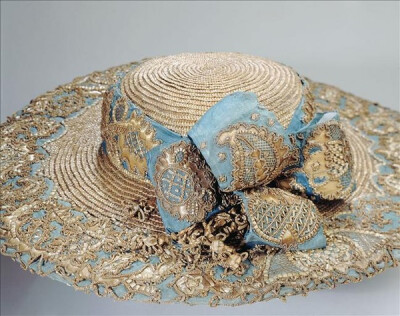 Straw &amp;amp; Lace Picture Hat, 1780刺绣蕾丝帽子