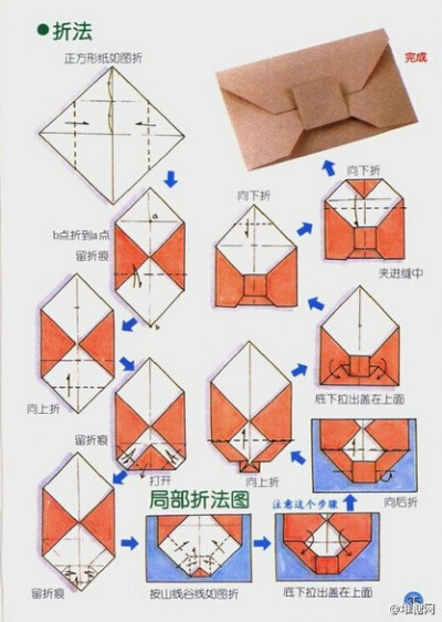 #手工课堂#还记得小时候用最漂亮的纸折成的信封，为了给喜欢的人写一份信，信封的。dolphin_blue收集了132种信封包装的教程，戳&amp;gt;&amp;gt;&amp;gt;http://t.cn/RPLA27I