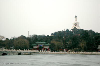 北京旅游观光北海公园琼岛白塔高清桌面图片素材