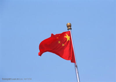 北京名胜-天安门广场上飘扬的五星红旗高清桌面图片素材