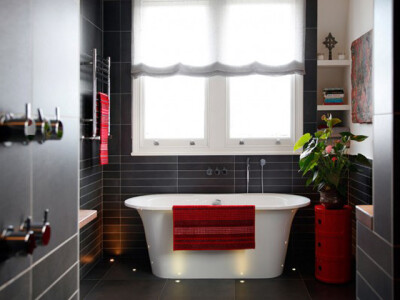 现代简约风格三居118平家居卫生间浴缸植物装修效果图