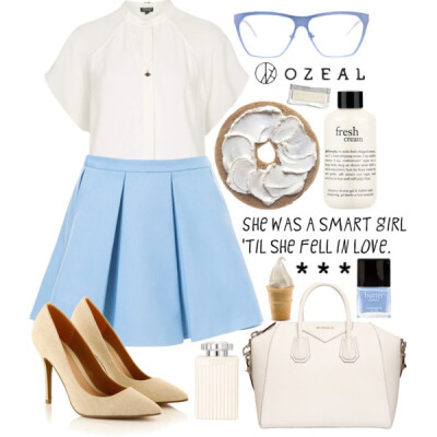 A fashion look from January 2014 featuring Topshop blouses, Zara mini skirts and Givenchy handbags. Browse and shop related looks.