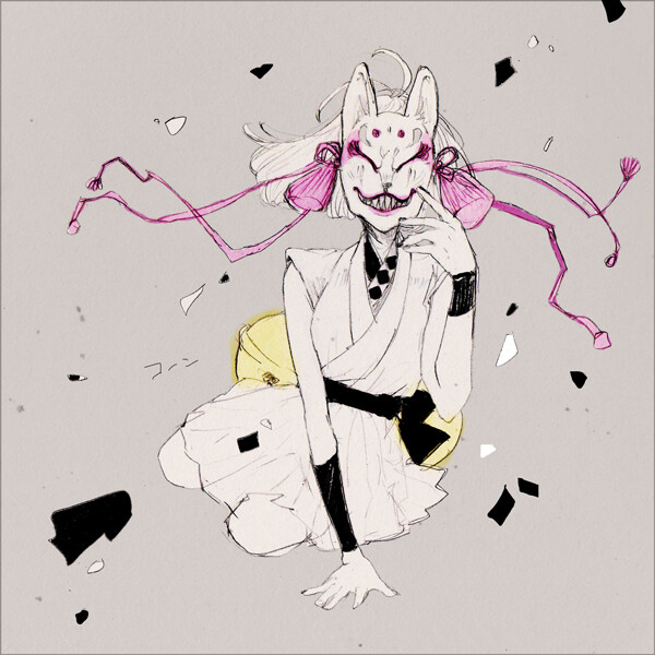 美少年,二次元,pixiv,插画,手绘,色彩,同人, おすぎid=35836【侵删】,面具,狐狸,狐面,唯美