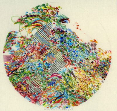 密集型刺绣不仅考验耐心，更考验色彩的调配与针法的运用吧，以下来自Jacob Magraw Mickelson的密集型刺绣作品，几乎全都用单股线精细的刺绣每一个小元素。