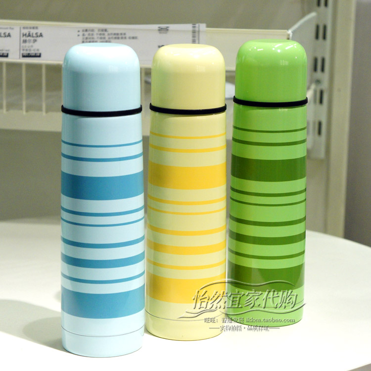 怡然宜家◆ikea赫尔萨钢制保暖瓶保温杯保冷杯0.5升黄绿蓝