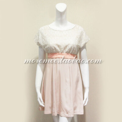 ●M●日本原单cecil mcbee复古蕾丝高腰雪纺拼接连衣裙●2色