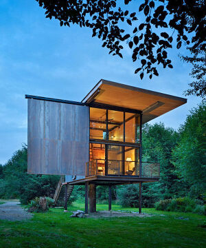 Picturesque Steel-Clad Fishing Cabin by Olson Kundig Architects