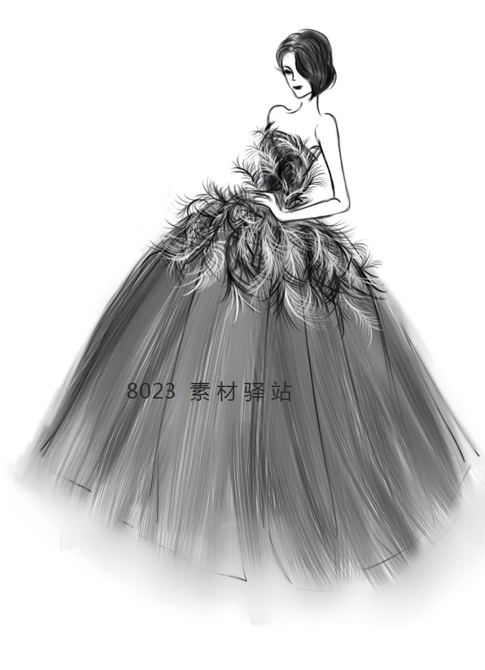 服装设计手稿代画 原创婚纱礼服款式图 毕业设计 服装效果图代画