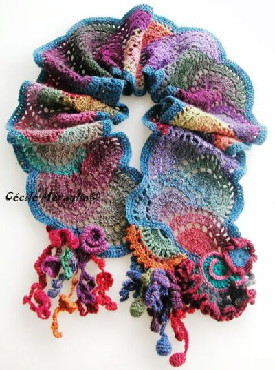 Beautiful crochet rainbow scarf