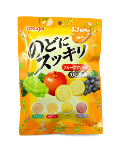 日本原装进口零食品 春日井 四味水果味润喉糖 59g