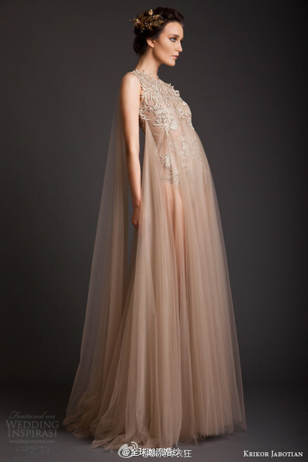 Krikor Jabotian 2014春夏婚纱礼服，独特的裁剪艺术与镶嵌工艺，精致华丽的阵容，释放出无与伦比的魅力。