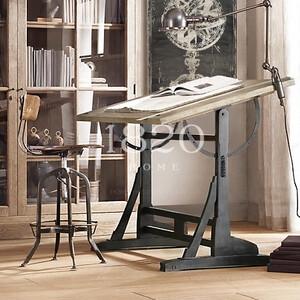 法国原单乡村实木家具 实木画架 绘图画桌 写字台工作台 实木书桌的图片