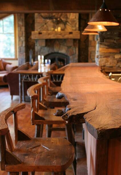 Rustic log bar