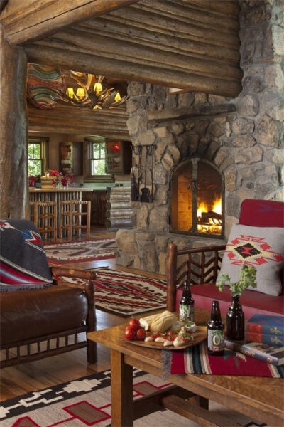 Cozy log cabin den~