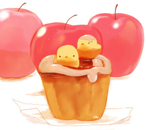 アップルシナモンシュガーデニッシュ美食 萌物 可爱 动物 小鸡仔