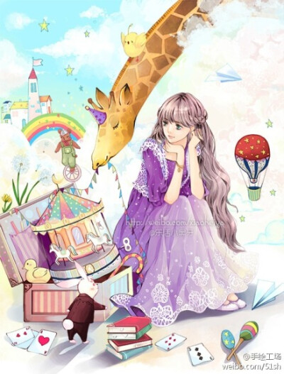 来自插画师 @乐活小黑牙 青春唯美风格作品欣赏~