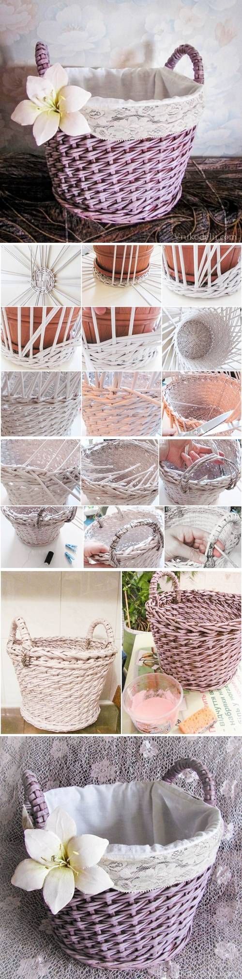 DIY Newspaper Basket Layer Weave