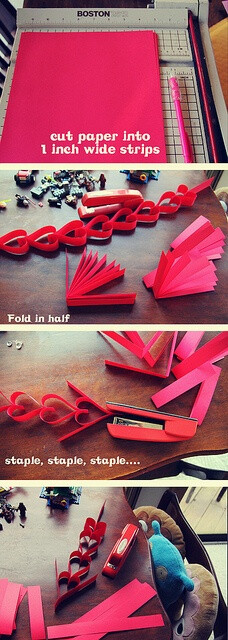 Valentine Paper Heart Chain DIY