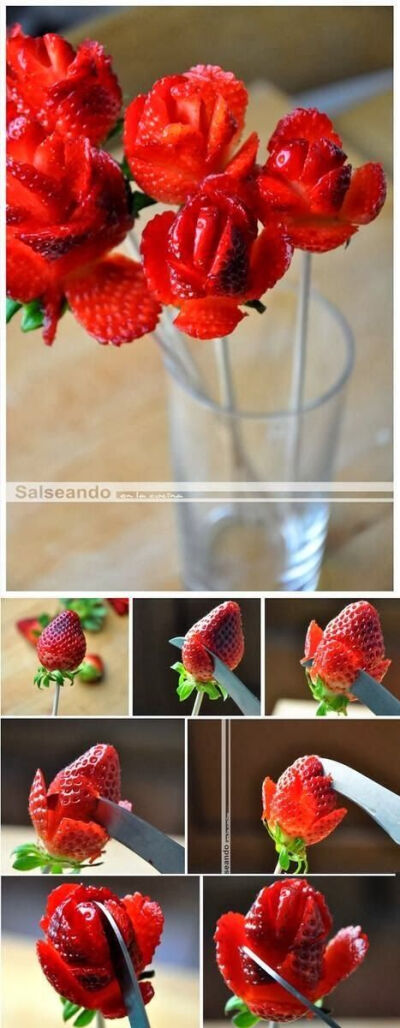 How-to strawberry roses! So cute!