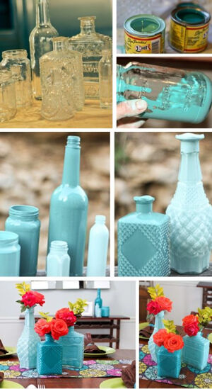 DIY painted glass bottles