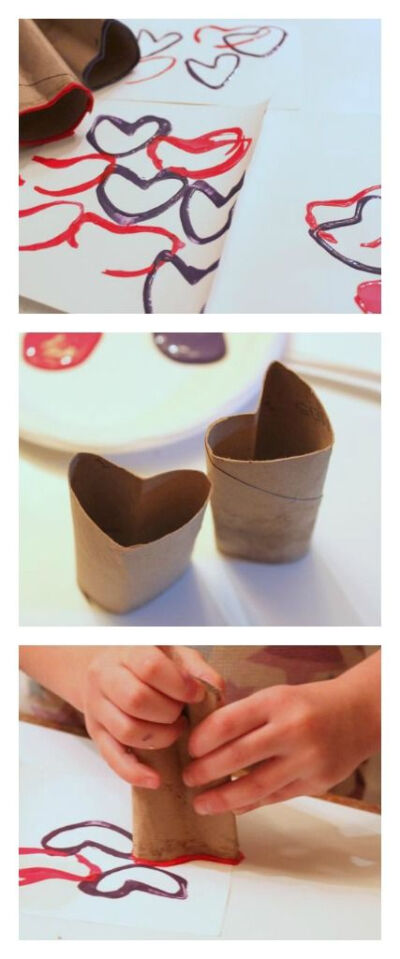 Recycled Crafts - Make Valentine's Day cards. Love the imperfect hearts!