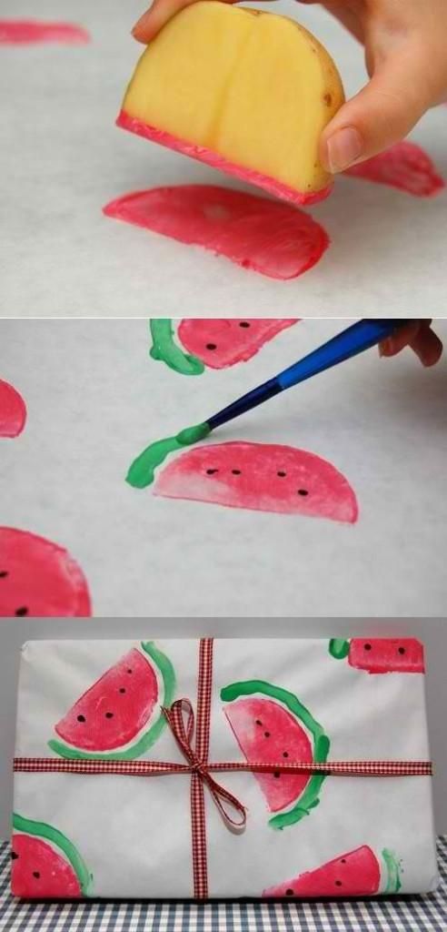 Fun! DIY watermelon wrapping paper.