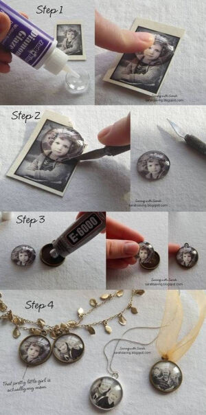 Easy DIY Photo Pendant.  Perfect for Mothers Day, Birthdays or Valentine's Day.  Photo Necklace #photonecklace #photopendant