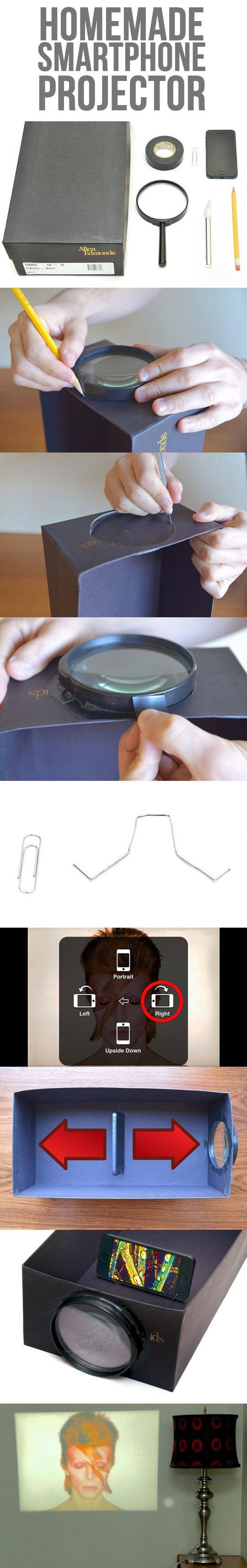 Mind blown - Turn a shoebox and a magnifying glass into your own smartphone projector.