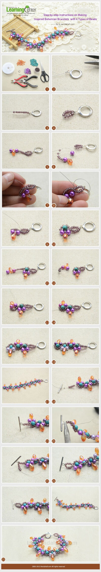 Step-by-step Instructions on Making Inspired Bohemian Bracelets with 4 Types of Beads