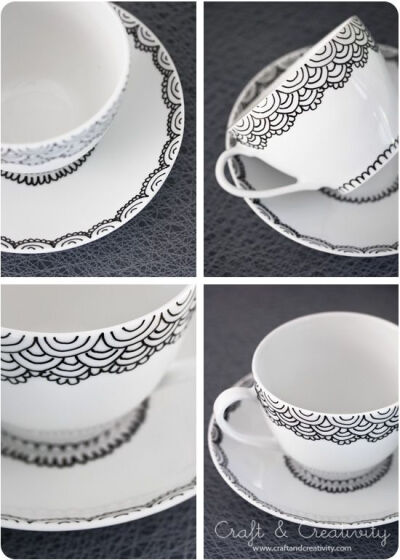 Handpainted cup and saucer - by Craft &amp;amp; Creativity