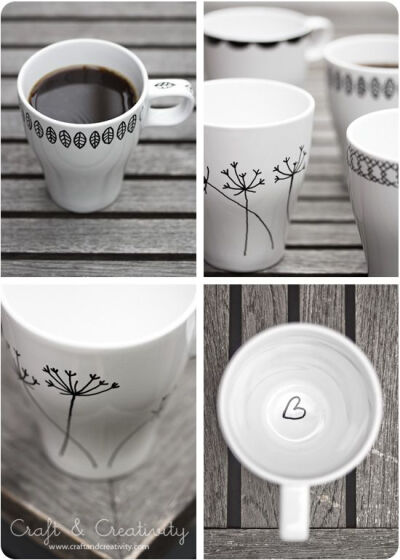 Design your own mugs - by Craft &amp;amp; Creativity : Cheap white mugs from Ikea and a Porcelain Pen