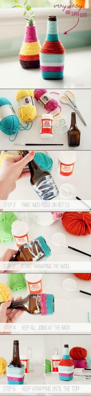 DIY Wrapped Bottles and Vases